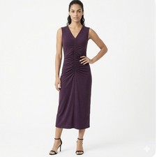 Calvin Klein Dress S NWT Purple Ruched Sleeveless Midi Dress Cocktail Party