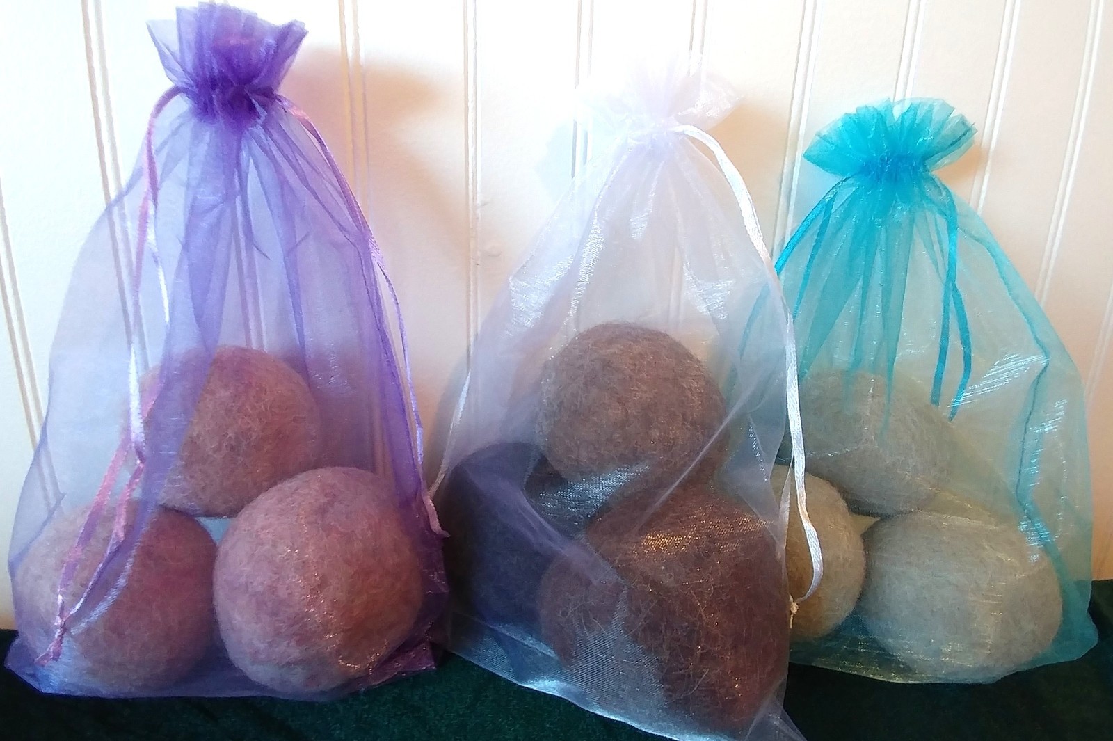 *NEW* Handmade Alpaca Dryer Balls (Set of 3)-USA Grown & Made - Light Fawn_Pink