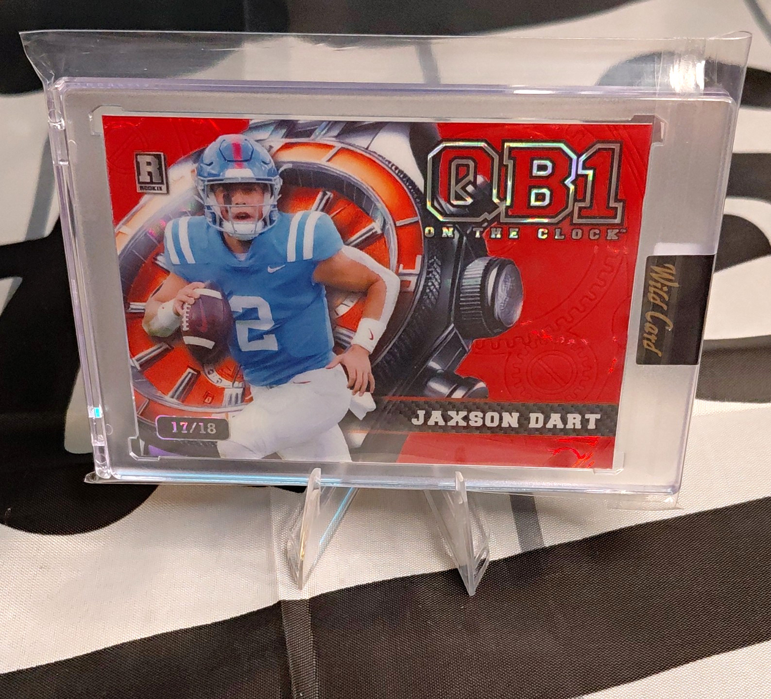Wild Card 2024 QB1 On the Clock Jaxson Dart Rookie Red OCW-RD-JD3 #17/18