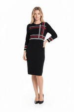 Studio One Sweater Dress Sz M Red/Black/White NWT