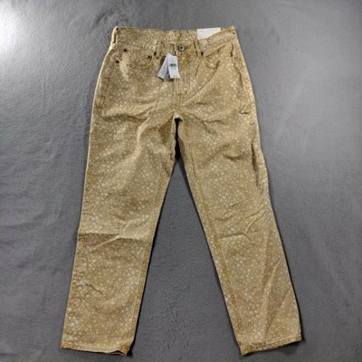 NWT American Eagle 90s Straight High Rise Yellow Floral Jeans Womens 6 Short
