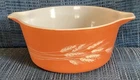 Vintage Pyrex Autumn Harvest Wheat Round Casserole Dish 474B  Corning, NY USA