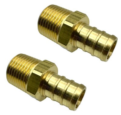 GRIDTECH (2 Pack) Brass 1/2  PEX to 3/8  NPT Male Connector 1/2 inch, 