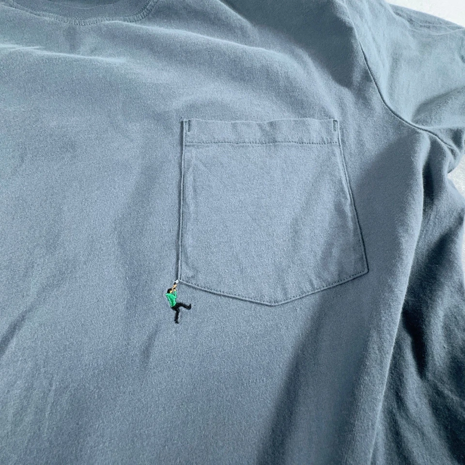 Revolution Shirt Mens M Dust Blue Embroidered EU Cotton Pocket Tee - Image 4 of 4