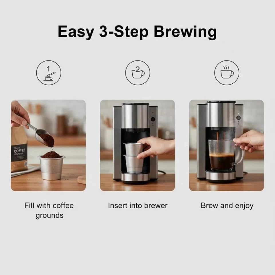 2 Pack K Cup Reusable Coffee Pods for Keurig: Stainless Steel Refillable K Cup -
