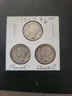 1924-P 1924-D and 1924-S 10C Mercury Dimes  Grade 90% Silver