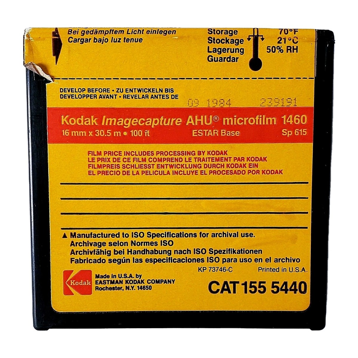 Kodak ImageCapture AHU Microfilm 1460 16mm x 30.5m 100 ft