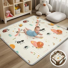 Dragonfly Foldable Baby Play Mat - Waterproof Safety Foam 50X50 Infant Playpen