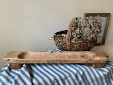 Primitive Antique Style Carved Dough Bowl With Feet Rustic Trencher Small Trough