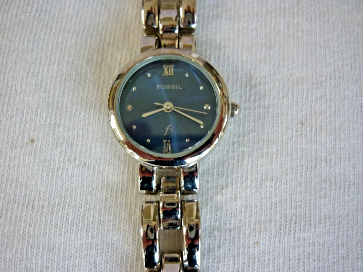 Retro Fossil F2 Watch Womens Stainless Steel Quartz Blue Yellow Dial WORKS Womans Fossil F2 Starburst Face Watch - Etsy main image 4
