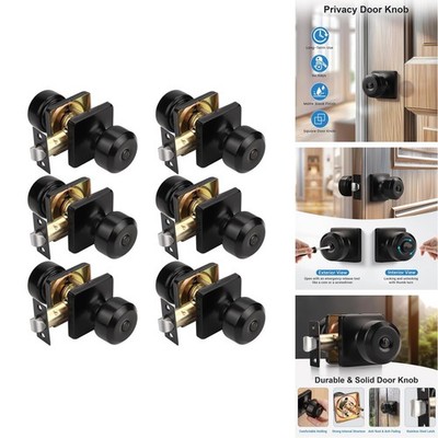 KNOBWELL Black Door Knob, Square Interior Door Knobs, Privacy Door Knob Bedroom