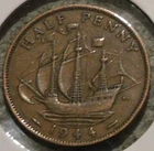 Photo of a 1944 George VI Half Penny from an eBay listing that sold on Jun 19, 2026