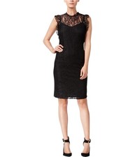 bar III Womens Lace Sheath Dress, Black, Small
