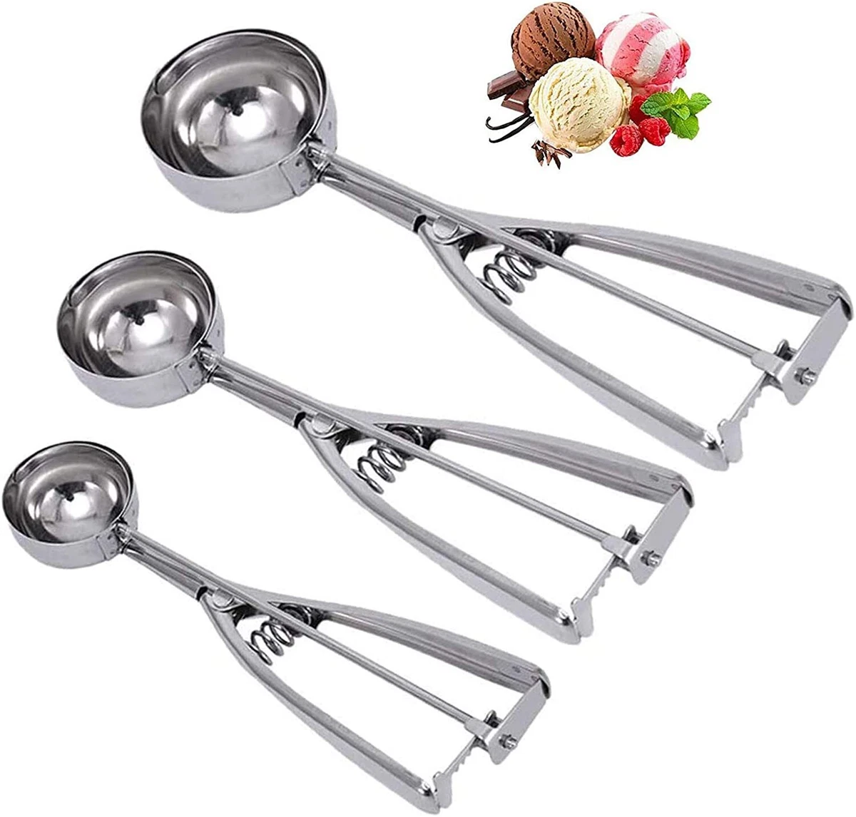 Cookie Scoop Set Cream Scoop with Stainless Steel Ice Trigger