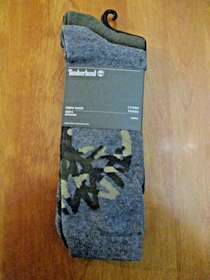 2 PAIR TIMBERLAND MENS LIGHTWEIGHT STRETCH CREW SOCKS, size Large