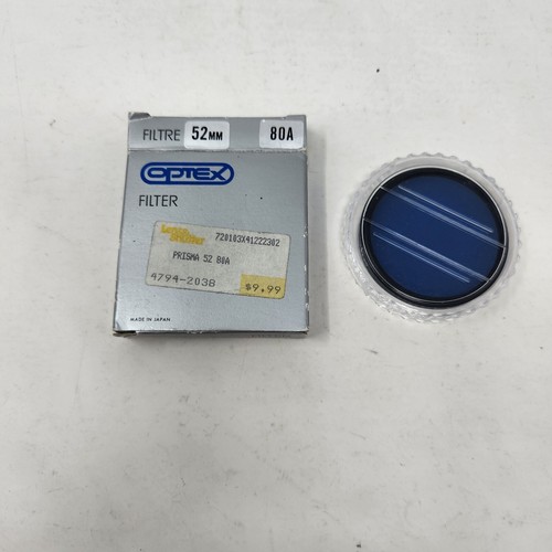52mm Prisma 52 Optex 80A 80-A Light Balancing Blue Glass Lens Filter In Box - Picture 2 of 4