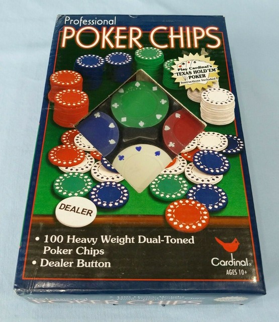 Professional Poker Chips Cardinal Brand 100 Count Heavy Weight Dual