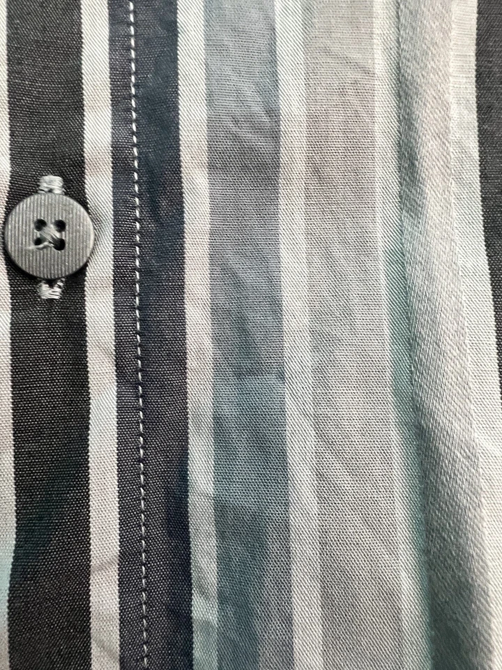 Perry Ellis 100% Cotton Men Button Down Shirt XXL Gray Stripe Long Sleeve - Image 4 of 4