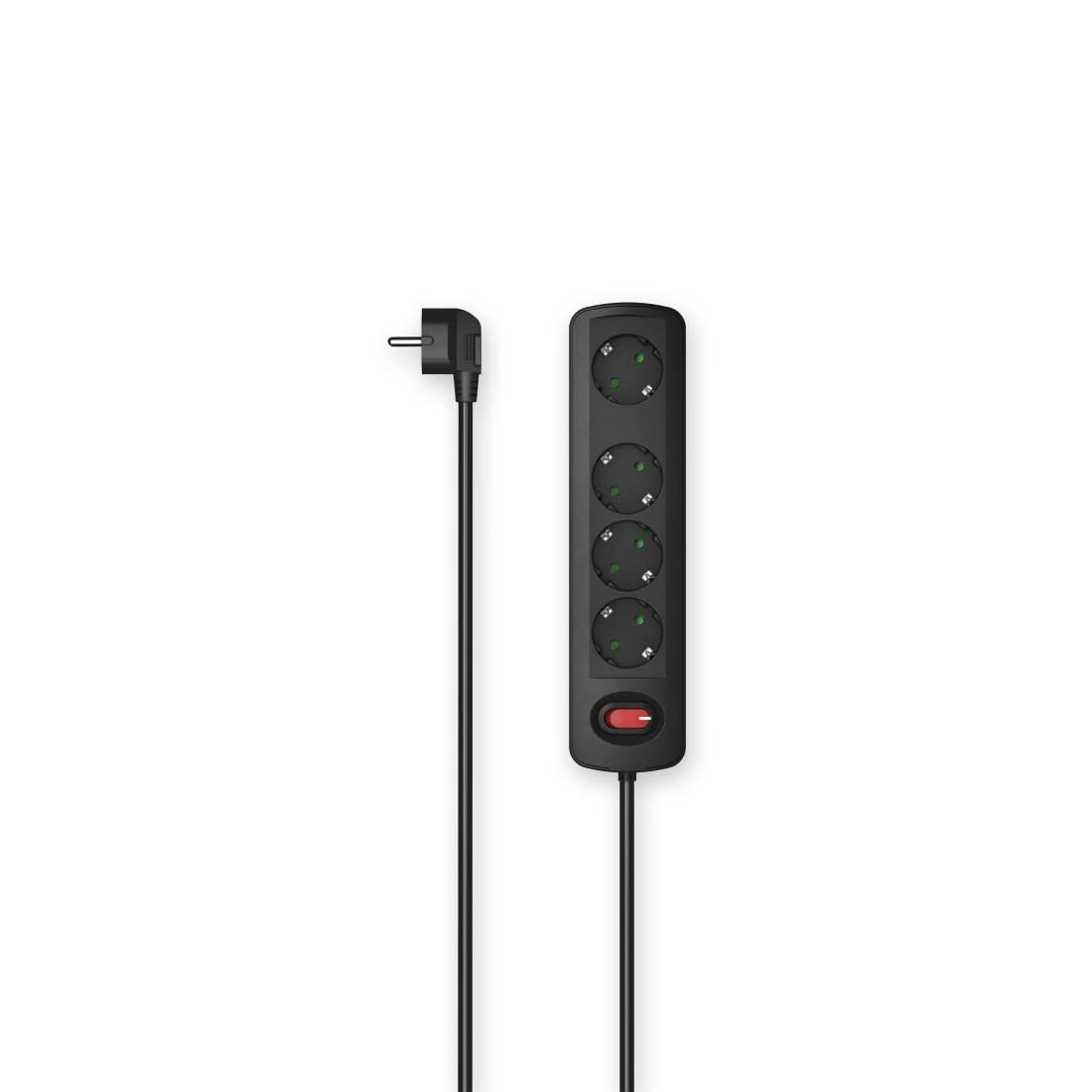 Hama - Multipresa da parete 4 posizioni Schuko, spina Schuko, cavo 1,5 metri, ne