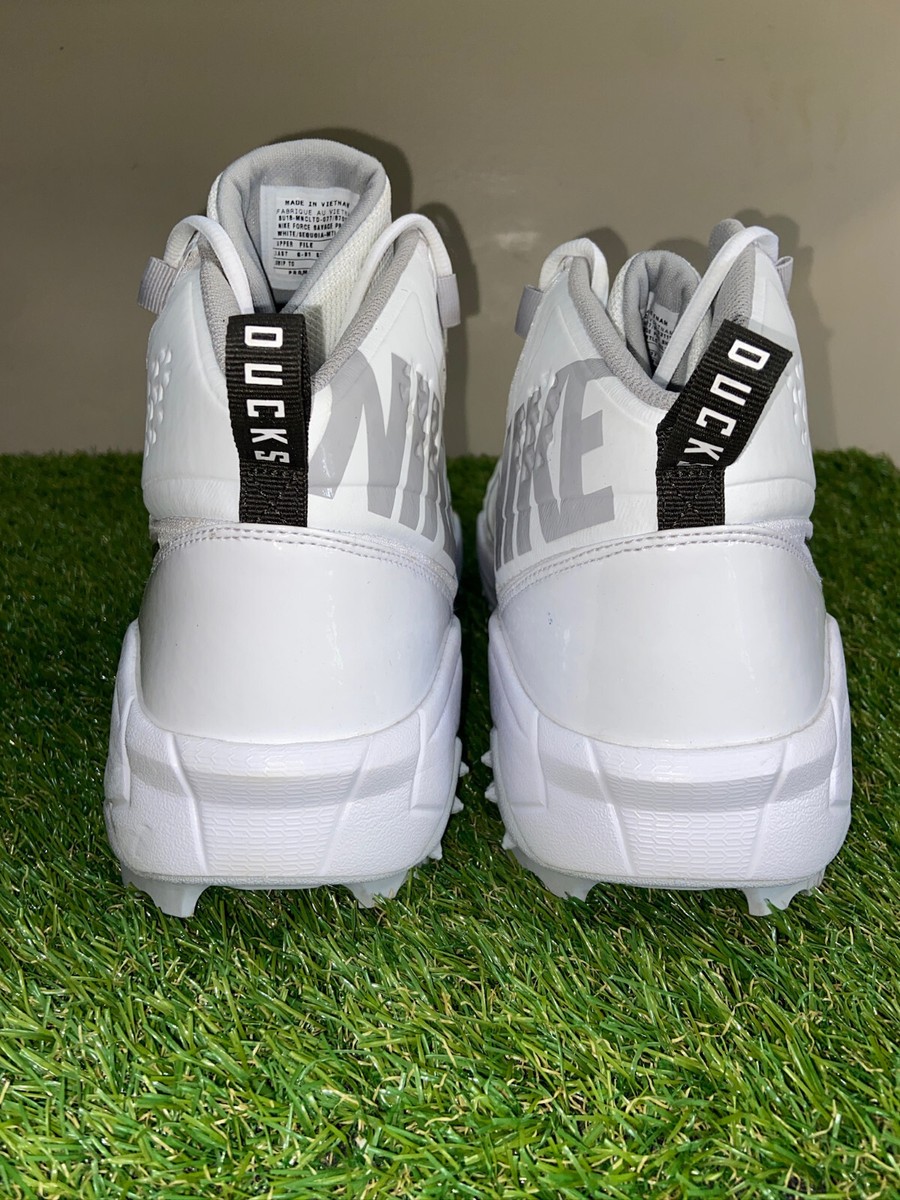 Size 16 Nike FORCE SAVAGE PRO SHARK Rubber Cleats White/Neon Oregon Ducks PE ? Nike Force Savage Pro 2 Shark Football Cleats Oregon Ducks  main image 2