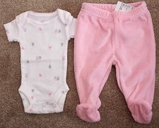 Girl's Size P Preemie Two Piece White/ Pink Bear Carter's Top  NWT Place Pants