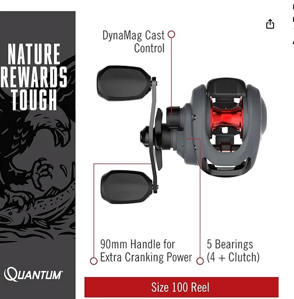 Quantum Invade Baitcast Combo 6'6" Graphite Rod and 5 Bearing Reel - Image 2 of 2