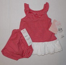 NEW NWT Chaps by Ralph Lauren Striped & Ruffled Eyelet Dress Set SZ3M $32