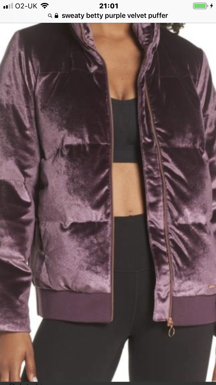 Sweaty Betty Purple Velvet Puffer 