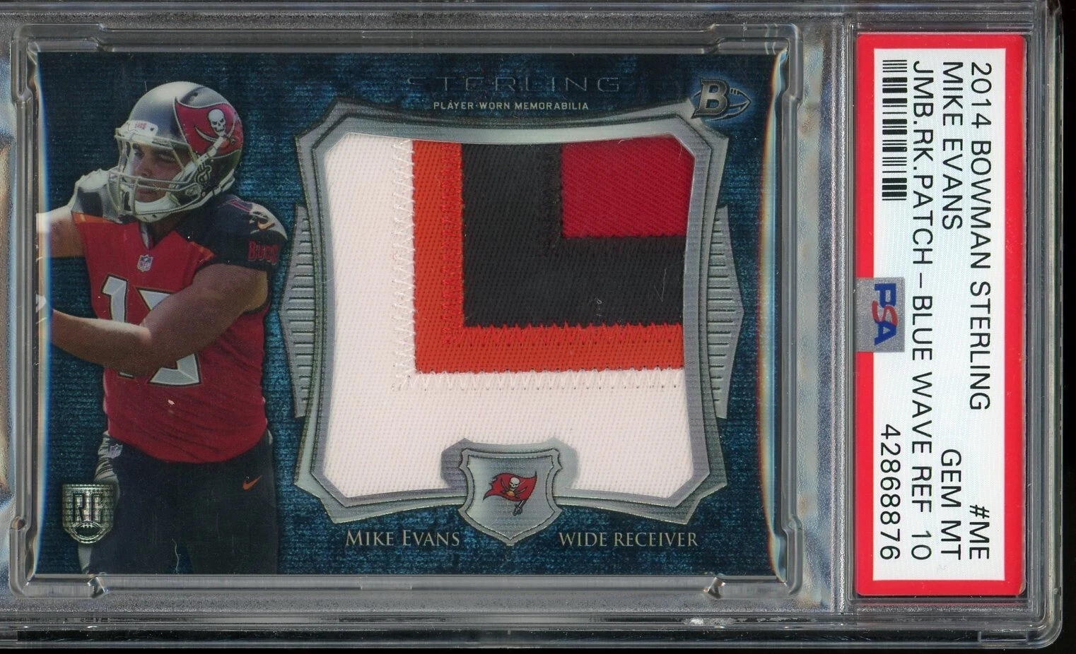 Mike Evans Bowman Sterling Jumbo Rookie Patch #ME Blue Wave Refractor