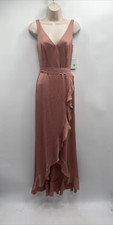 CELEBRATE DB STUDIO Crepe Satin Ruffle High-Low Desert Bridesmaid Dress Size 0