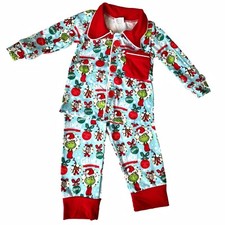 Dr Seuss Grinch Coat Pajama Set Toddler 2XS 6-12mo Christmas PJs Naughty Or Nice