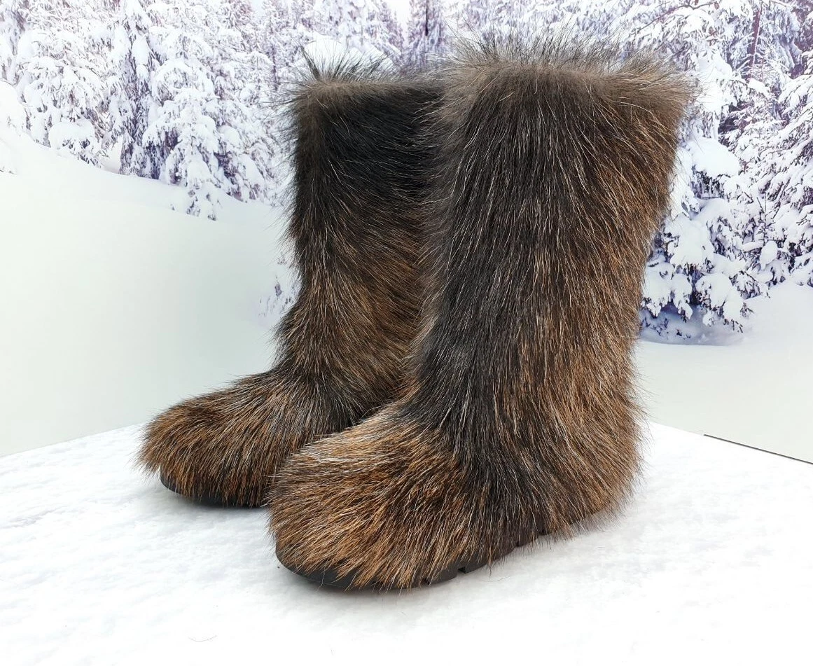 Brown fur cheap boots