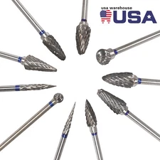 10Pcs Dental Lab 2.35MM Shank Polishing Straight Bur Drills Carbide Steel Burs