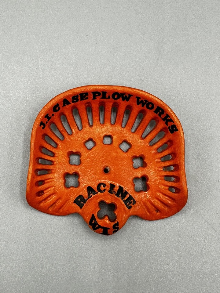 Vintage Miniature J.I. Case Plow Racine WIS Tractor Seat Orange 1989