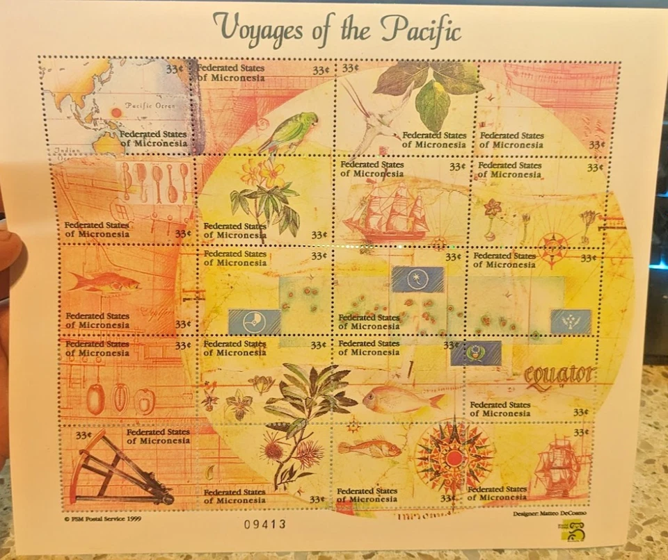 Viaje del Pacífico Micronesia 1999 - Hoja de 20 estampillas - Expo Mundial Australia Foto 2 de 4