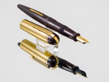 1943 WAHL EVERSHARP SKYLINE DEMI - PRESENTATION BROWN GOLD FILLED RADIAL STRIPE