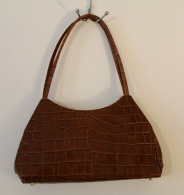 MONSAC Original Brown Crocodile Leather Handbag/Purse Good Condition 