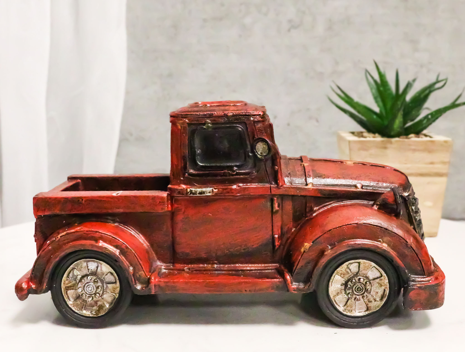 Rustic Classic Old Fashioned Country Farmhouse Red Pickup Work Truck Figurine