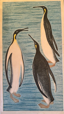 Meissen Ceramic Art Deco Wall Plaque with Pinguins circa 1960