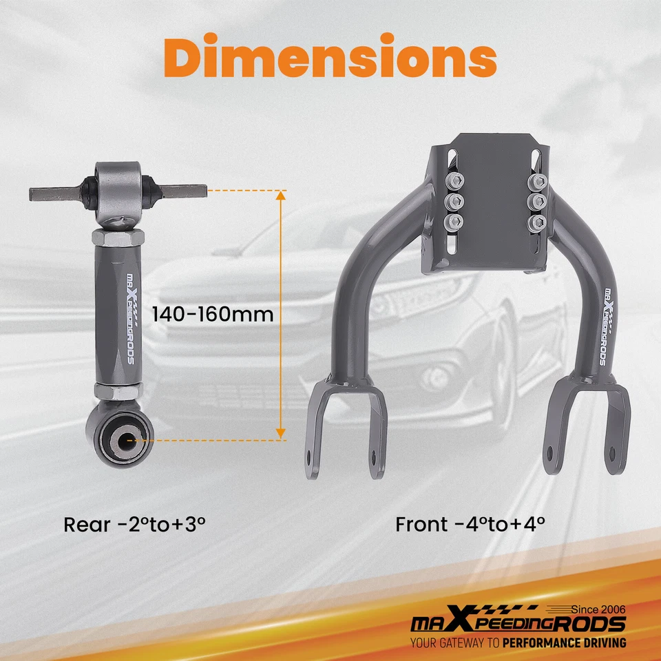 Suspension Front Upper Control Arms + Rear Camber Kit For Honda Civic EG 92-95 - Image 4 of 4
