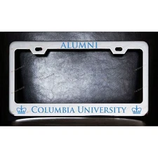 Columbia University Alumni chrome metal License Plate Frame Screw Caps