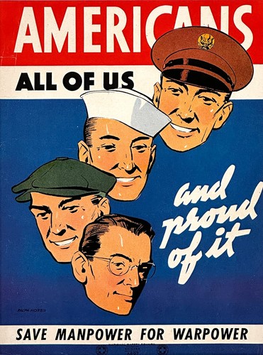 Original Vintage Americans All Of Us National Safety Council Poster WWII