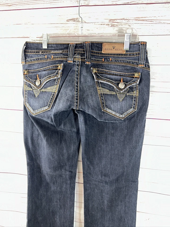 Pantalones de mezclilla Sang Real para mujer 30 azules solo los elegidos tiro bajo corte bota adorno Foto 4 de 4