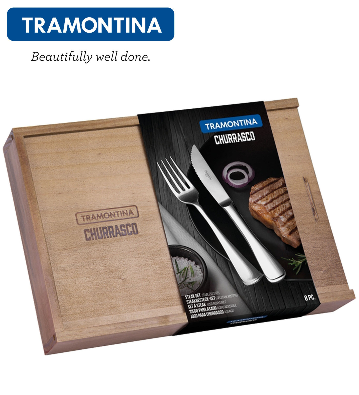 Tramontina Steakbesteck 8tlg Set Steak Messer Gabel Monaco Premium 66917614 For Sale Online Ebay