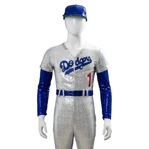 Rocketman Elton John Dodgers Baseball Cosplay Costume Sequin Jumpsuit Uniform - Picture 6 of 10