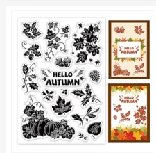 Fall clear stamps Leaf Autumn card clay NEW Free Ship