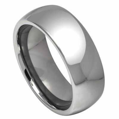 Free personalized Tungsten Carbide 8mm Polished Shiny Domed Ring Ring