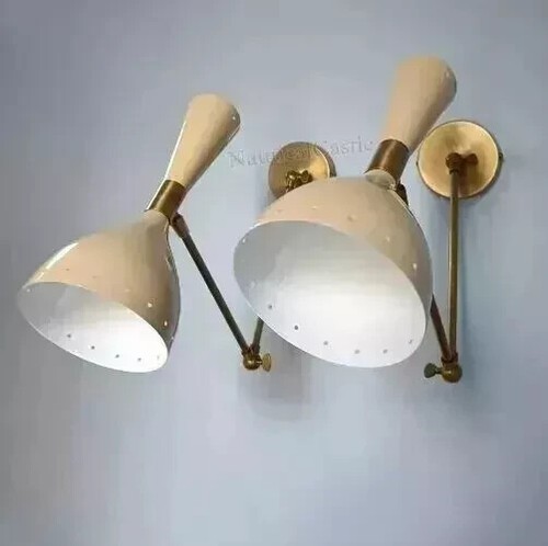 Metal Wall Sconce Mid Century 1950 Italian Light Brass Beautifull Stilnovo Lamp - Picture 2 of 5