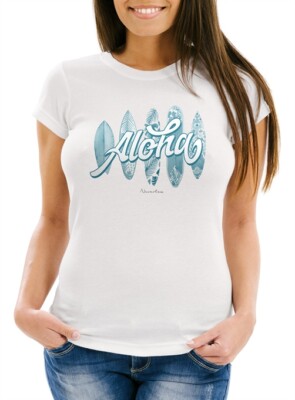 Women's Aloha Surf Boards Hawaii Surfing Summer Slim Fit Neverless  T-Shirt