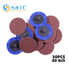 50Pcs 2 in 80 Grit Aluminum Oxide Quick Change Die Grinder Grinding Sanding Disc